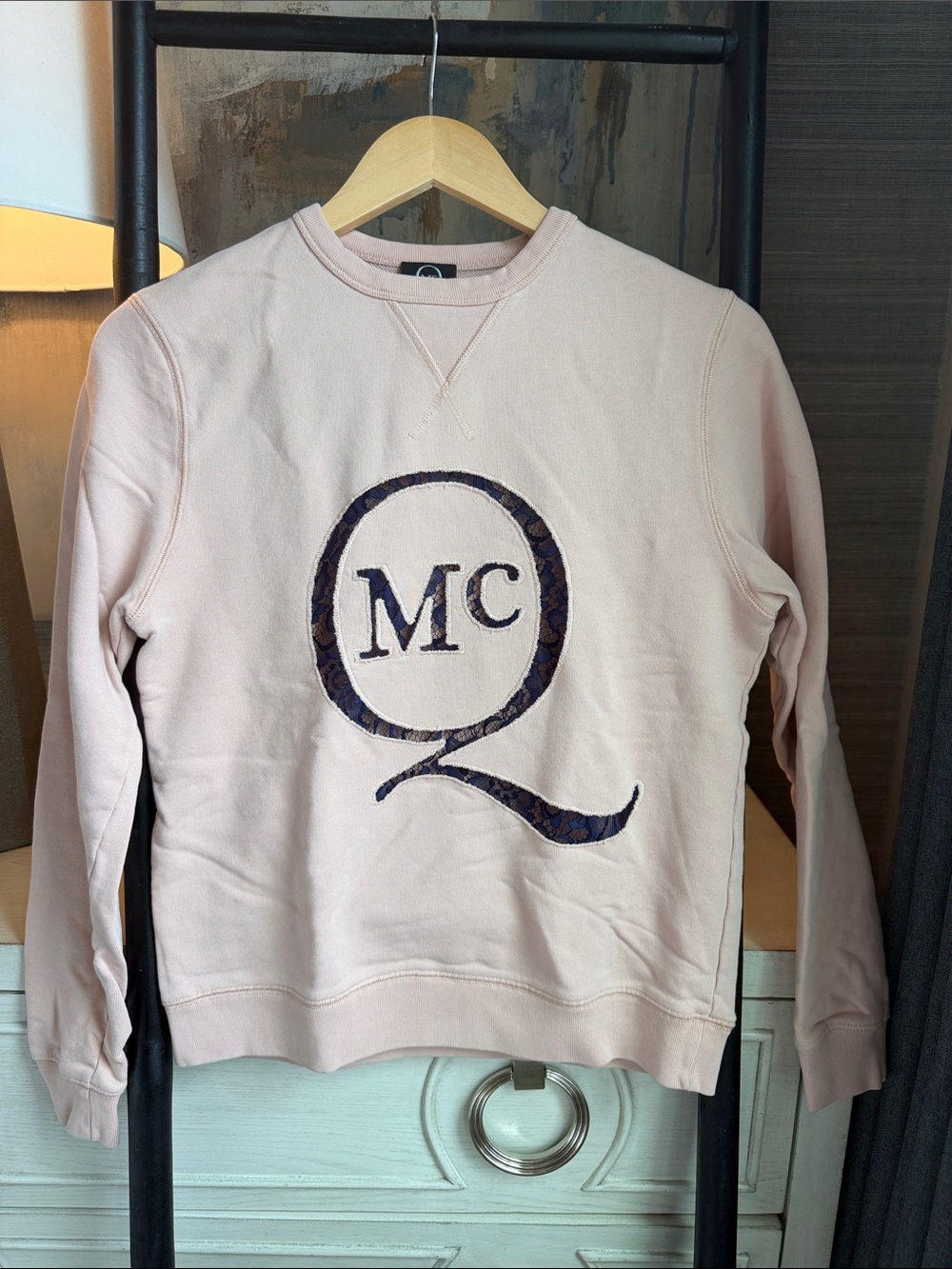 McQ by Alexander McQueen Pale Pink Logo Crewneck Sweatshirt